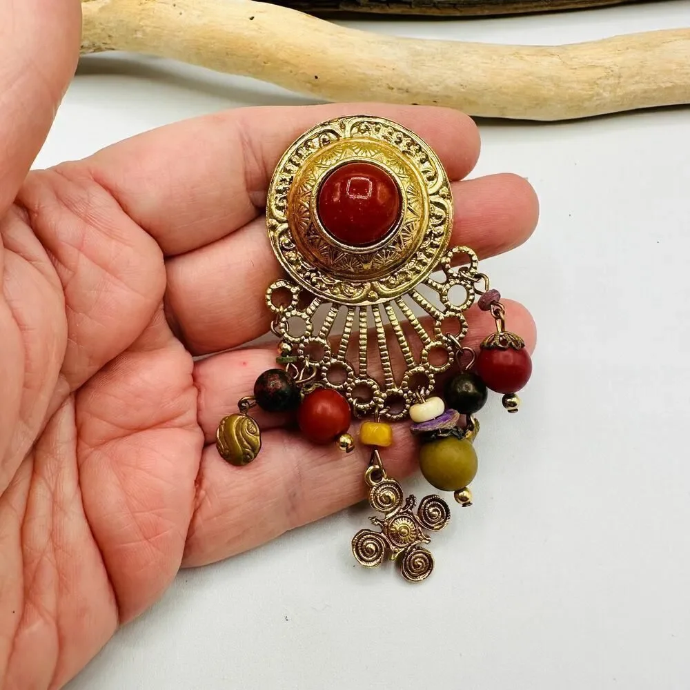 Vintage Gold Beaded Brooch